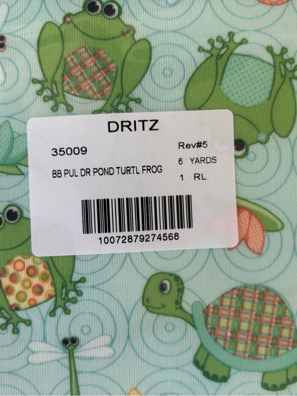 Dritz Frog & Turtle Cotton Fabric - Mint Green NEW BOLT